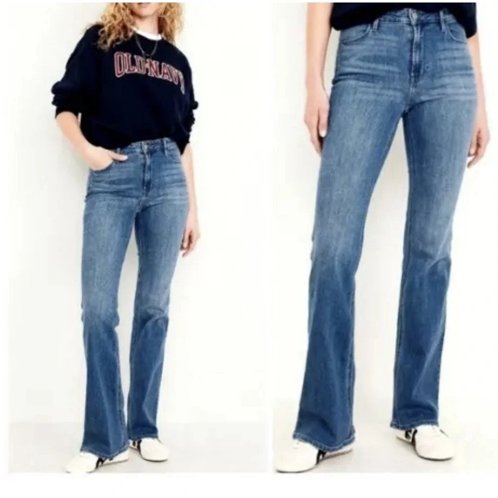 Old Navy Higher High Rise Flare‎ Sz 8 Stretch Medium Blue (29